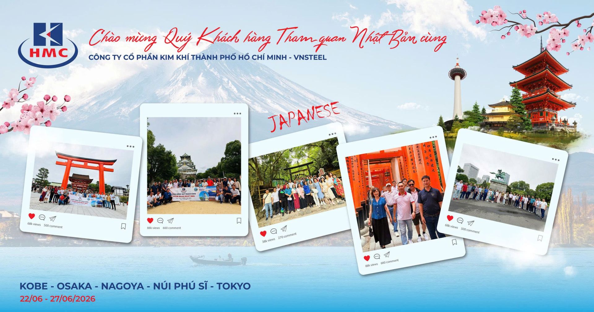 CÔNG TY CỔ PHẦN KIM KHÍ THÀNH PHỐ HỒ CHÍ MINH – VNSTEEL (HMC) HÀNH TRÌNH KHÁM PHÁ NHẬT BẢN